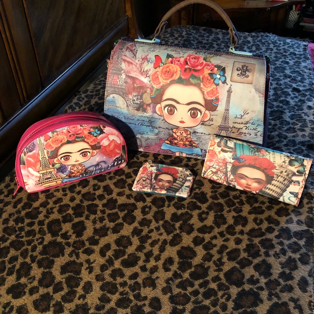 Frida purse, wallet, and make up bag set